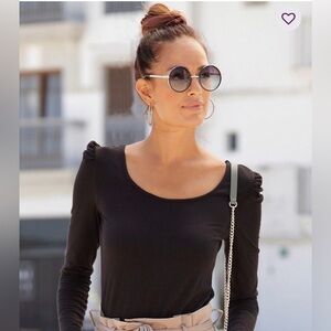 NWOT Black Scoop Neck and Back Long Sleeve Top